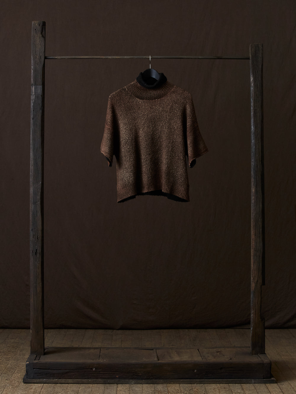 Hand Painted Carded Brushed Cotton High Neck Pullover N/Yak