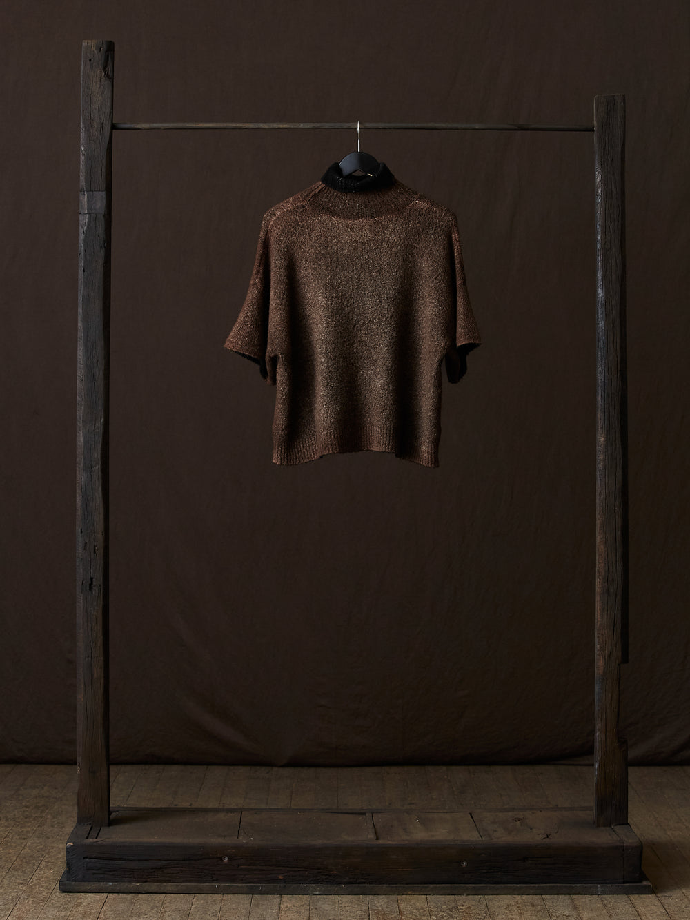 Hand Painted Carded Brushed Cotton High Neck Pullover N/Yak