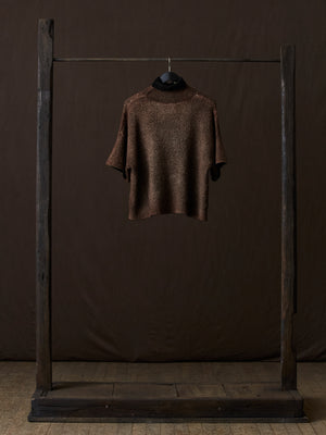 Hand Painted Carded Brushed Cotton High Neck Pullover N/Yak