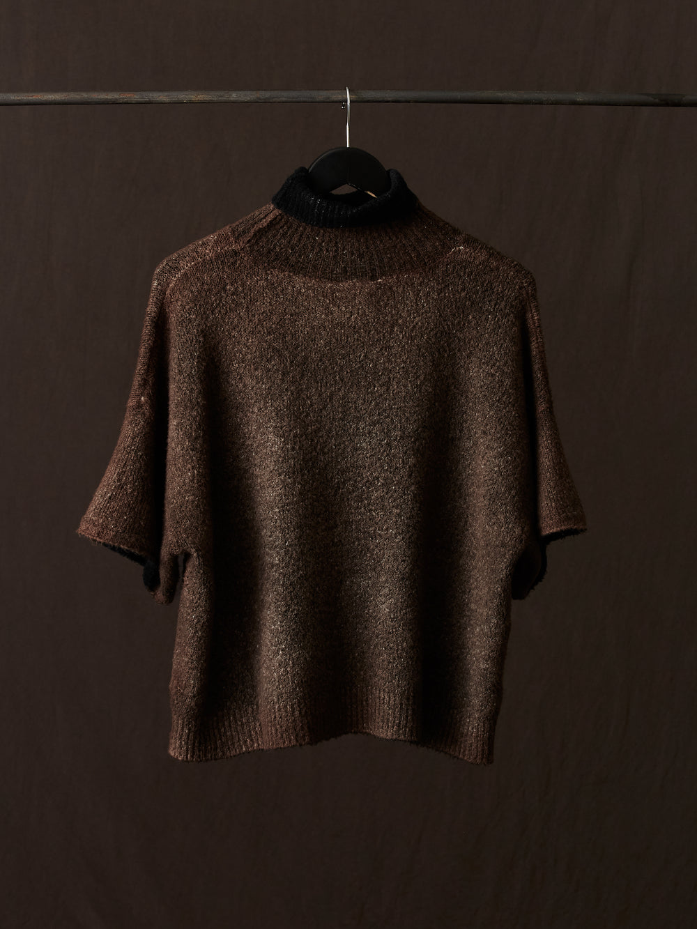 Hand Painted Carded Brushed Cotton High Neck Pullover N/Yak