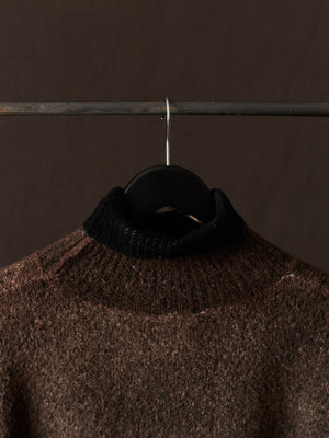 Hand Painted Carded Brushed Cotton High Neck Pullover N/Yak