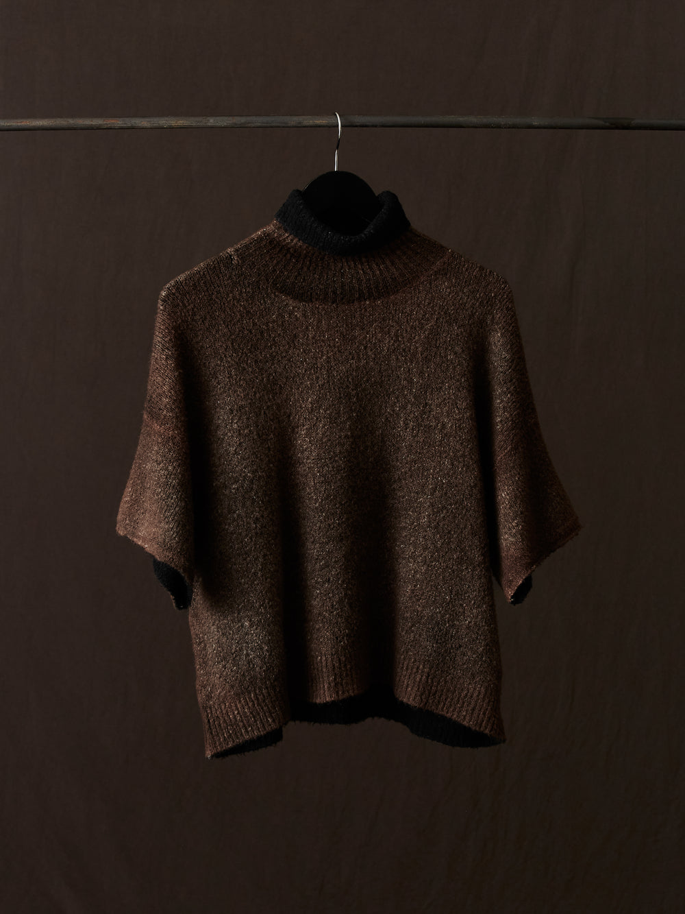 Hand Painted Carded Brushed Cotton High Neck Pullover N/Yak