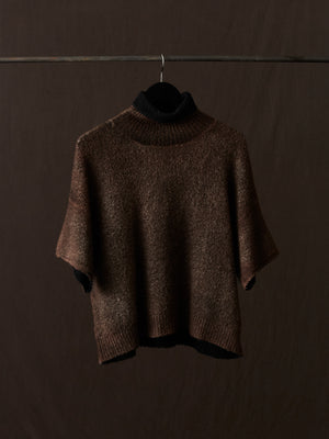 Hand Painted Carded Brushed Cotton High Neck Pullover N/Yak