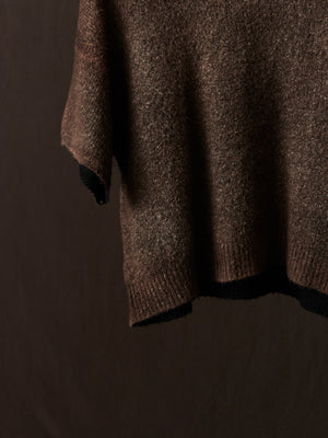 Hand Painted Carded Brushed Cotton High Neck Pullover N/Yak
