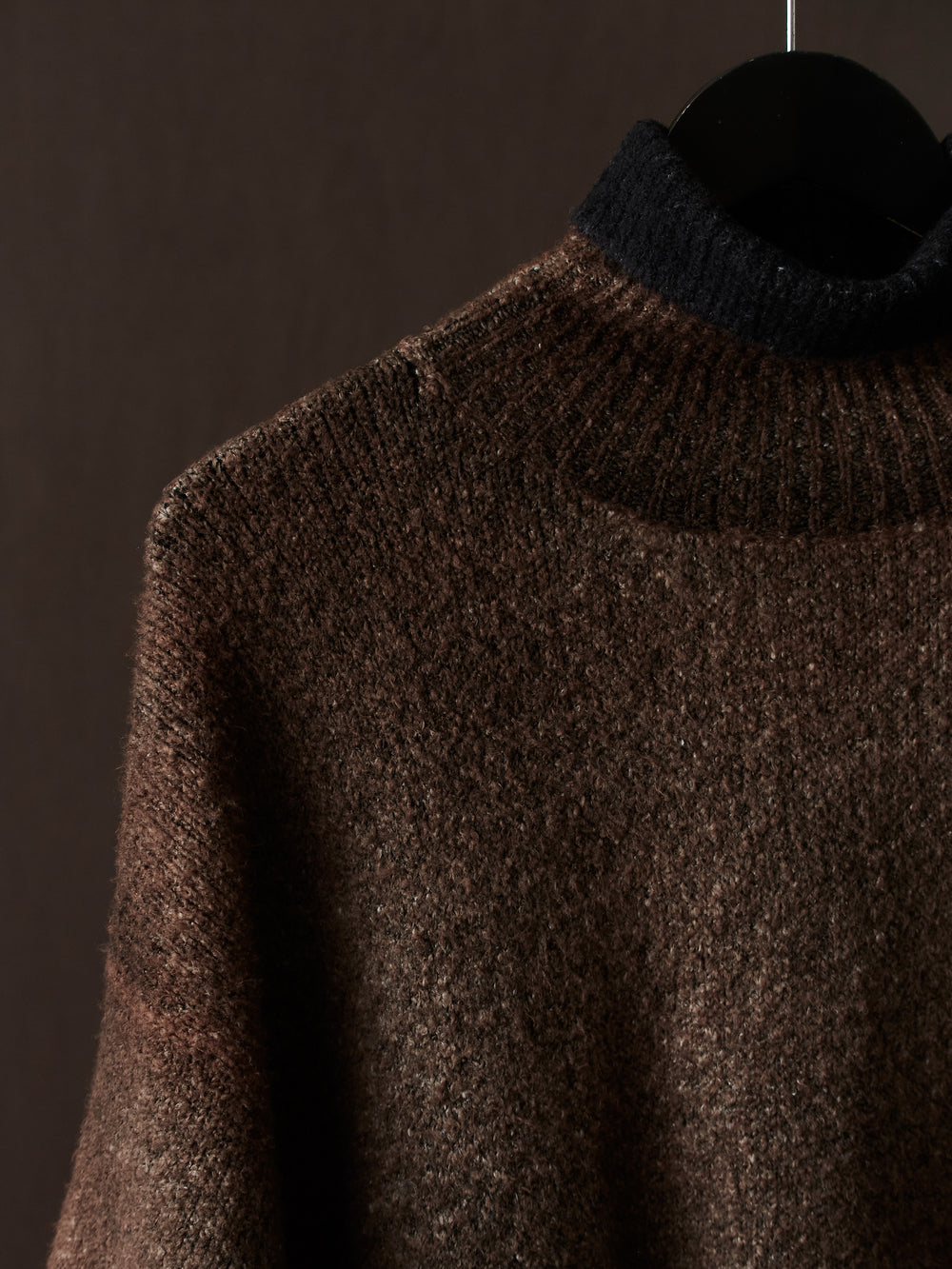 Hand Painted Carded Brushed Cotton High Neck Pullover N/Yak