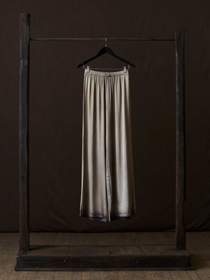 Hand Painted Stretch Silk Palazzo Pants N/Taupe