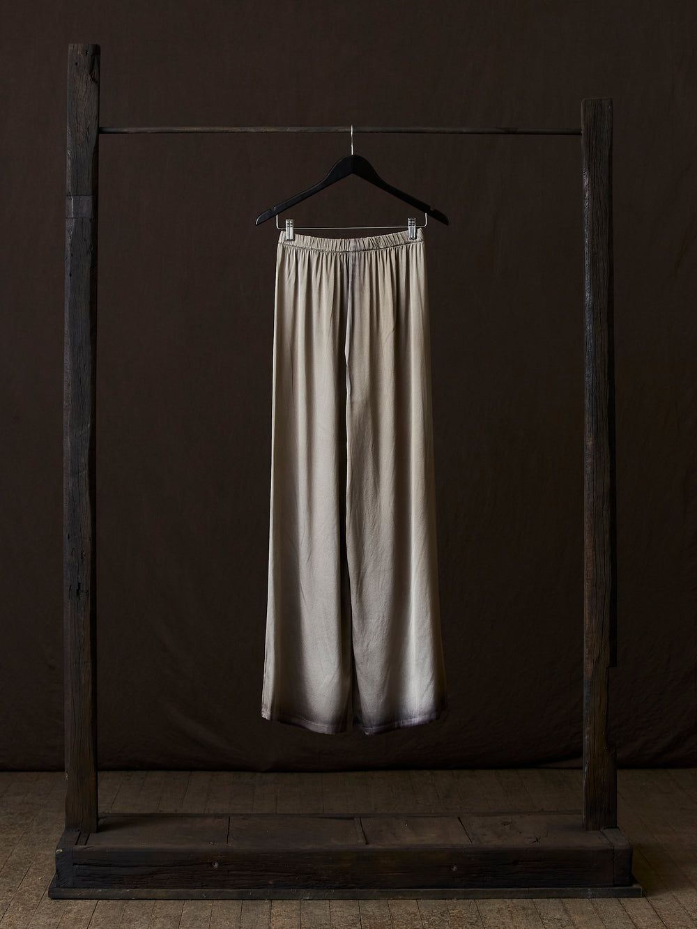 Hand Painted Stretch Silk Palazzo Pants N/Taupe
