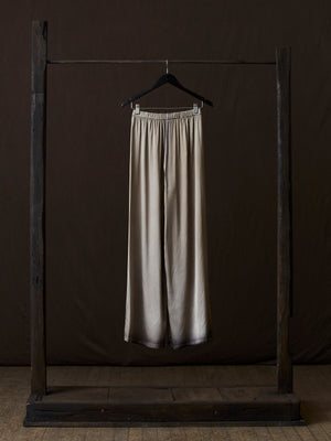 Hand Painted Stretch Silk Palazzo Pants N/Taupe