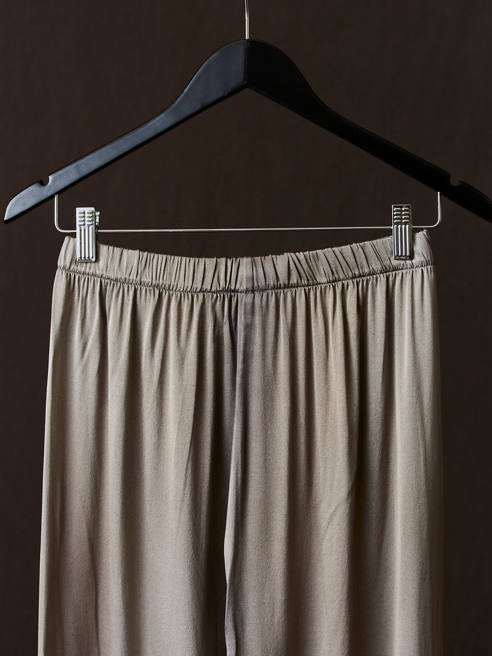 Hand Painted Stretch Silk Palazzo Pants N/Taupe