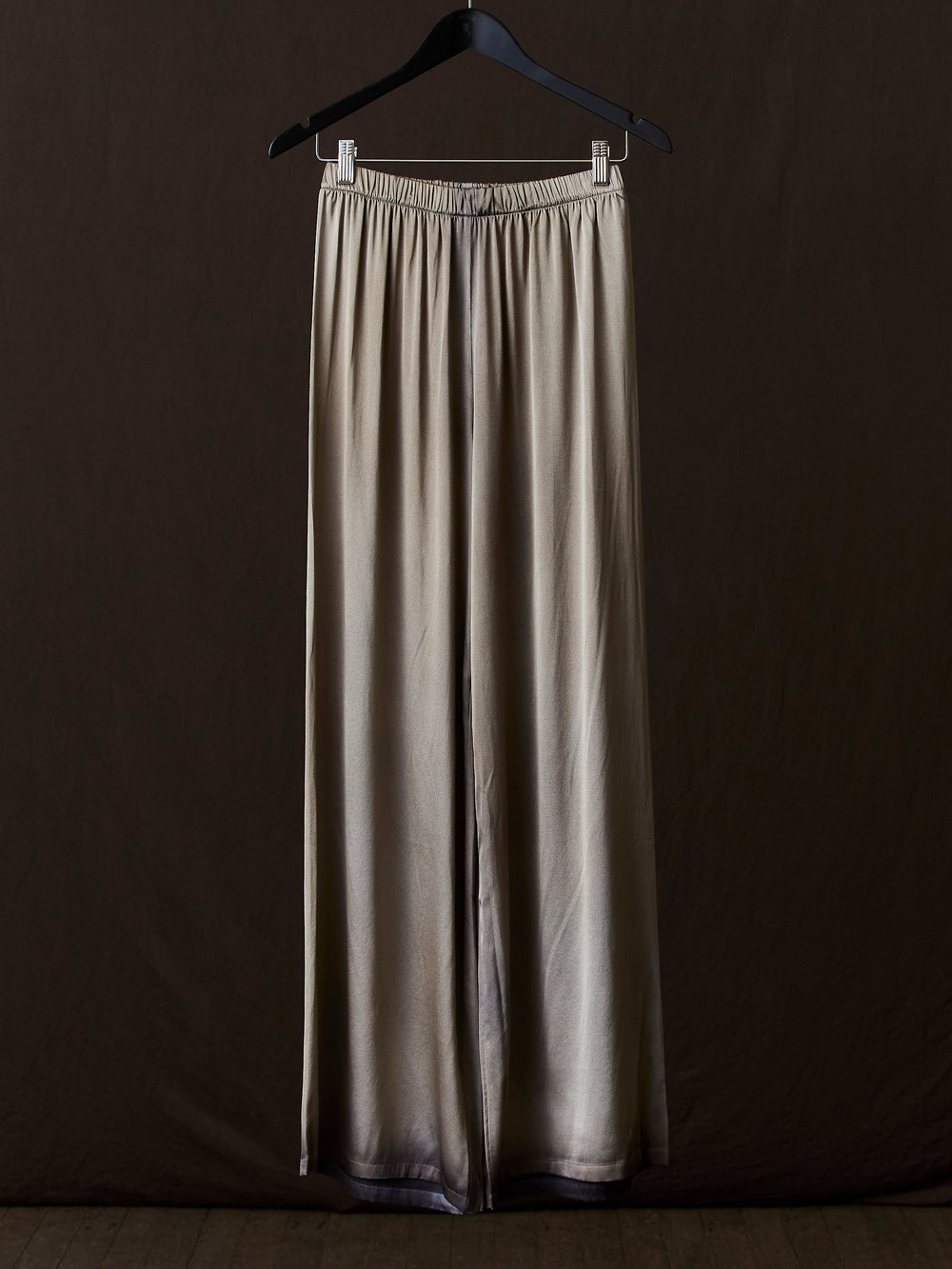 Hand Painted Stretch Silk Palazzo Pants N/Taupe