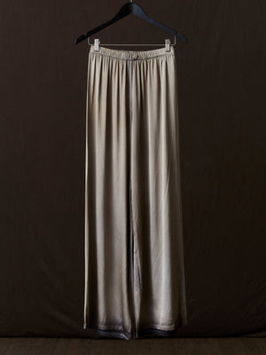Hand Painted Stretch Silk Palazzo Pants N/Taupe