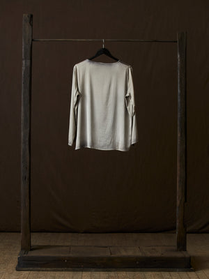Hand Painted Stretch Silk LS Blouse N/Taupe