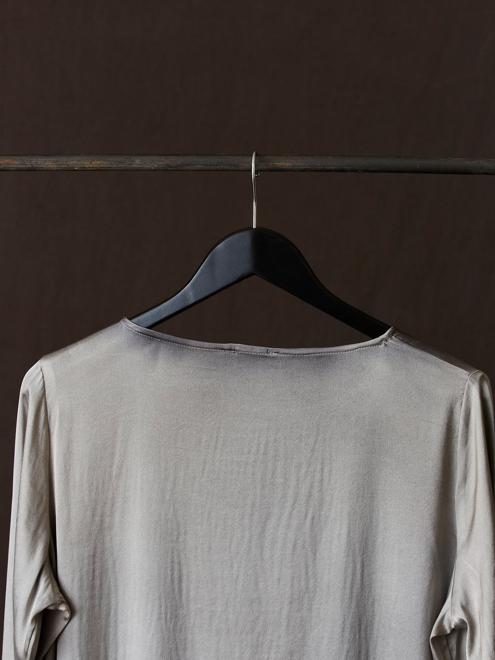 Hand Painted Stretch Silk LS Blouse N/Taupe