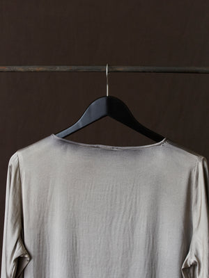 Hand Painted Stretch Silk LS Blouse N/Taupe