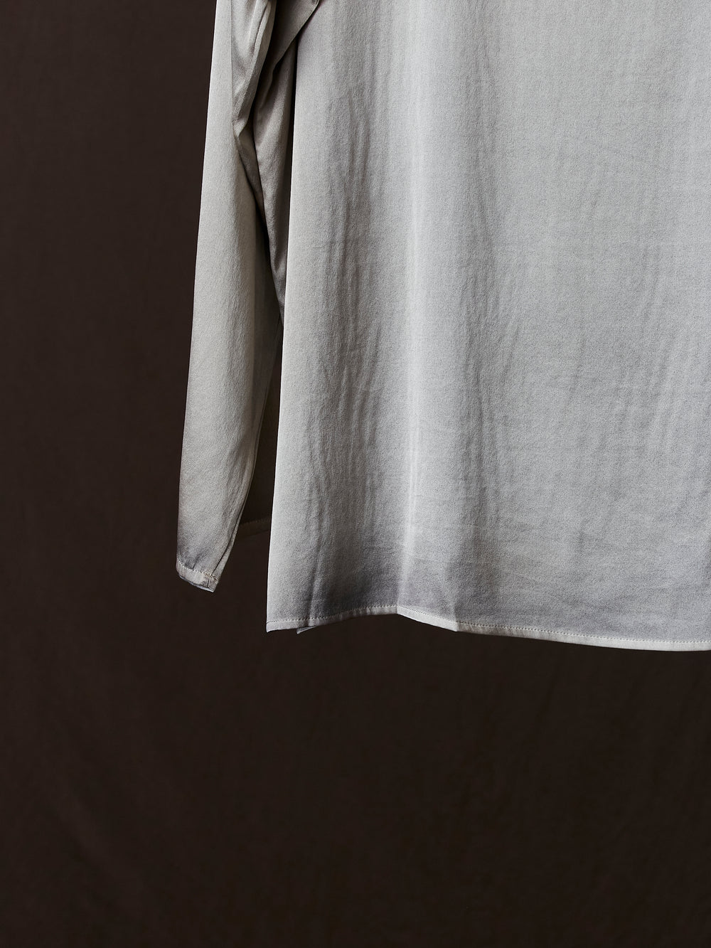 Hand Painted Stretch Silk LS Blouse N/Taupe