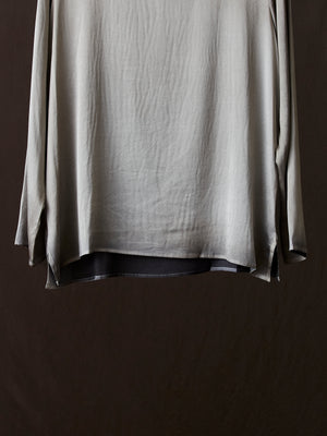Hand Painted Stretch Silk LS Blouse N/Taupe