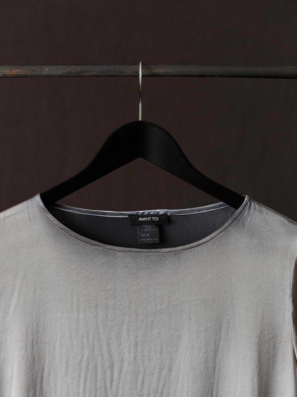 Hand Painted Stretch Silk LS Blouse N/Taupe