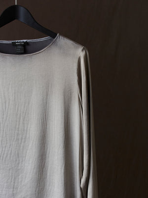 Hand Painted Stretch Silk LS Blouse N/Taupe