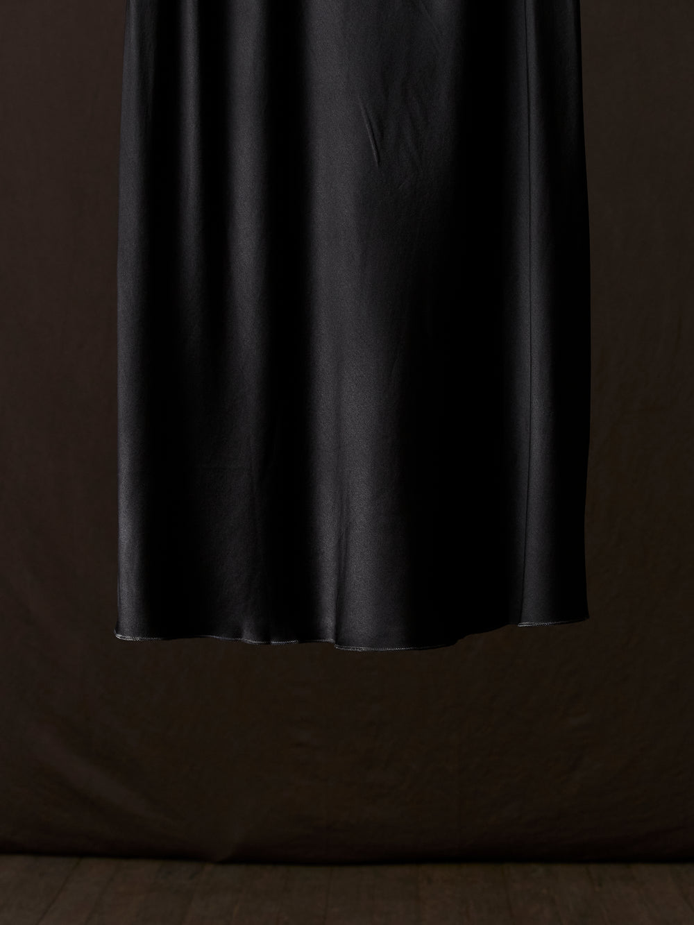 Hand Painted Stretch Silk Midi Skirt N/Nero