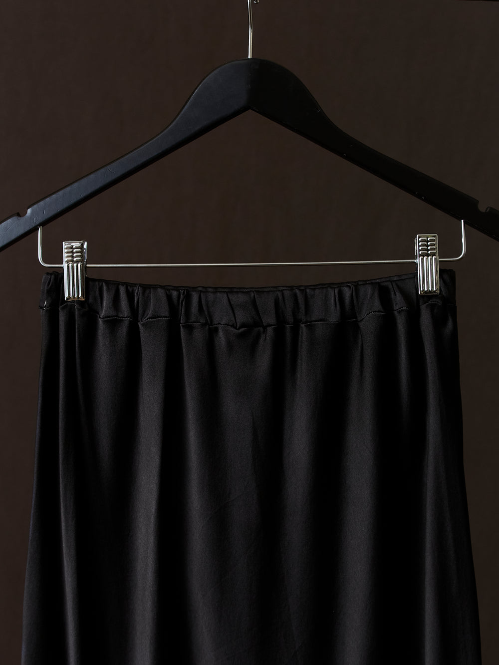 Hand Painted Stretch Silk Midi Skirt N/Nero