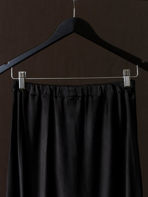 Hand Painted Stretch Silk Midi Skirt N/Nero