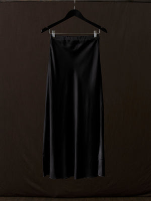 Hand Painted Stretch Silk Midi Skirt N/Nero