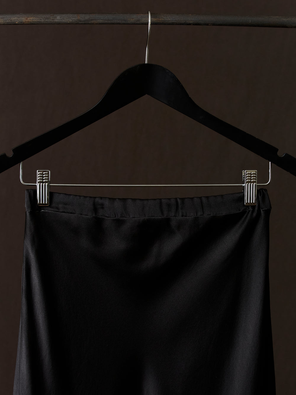 Hand Painted Stretch Silk Midi Skirt N/Nero