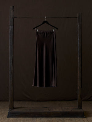 Hand Painted Stretch Silk Midi Skirt N/Carruba