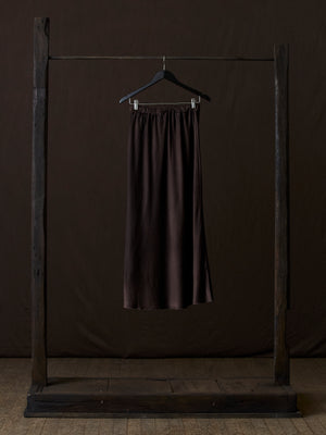 Hand Painted Stretch Silk Midi Skirt N/Carruba