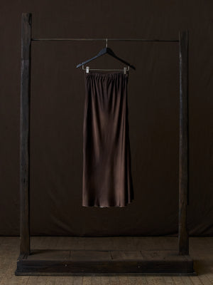 Hand Painted Stretch Silk Midi Skirt N/Yak