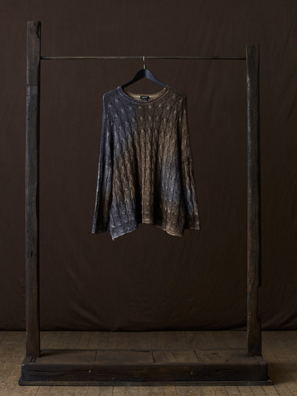 Gradient Effect Braided Round Neck Pullover Carruba
