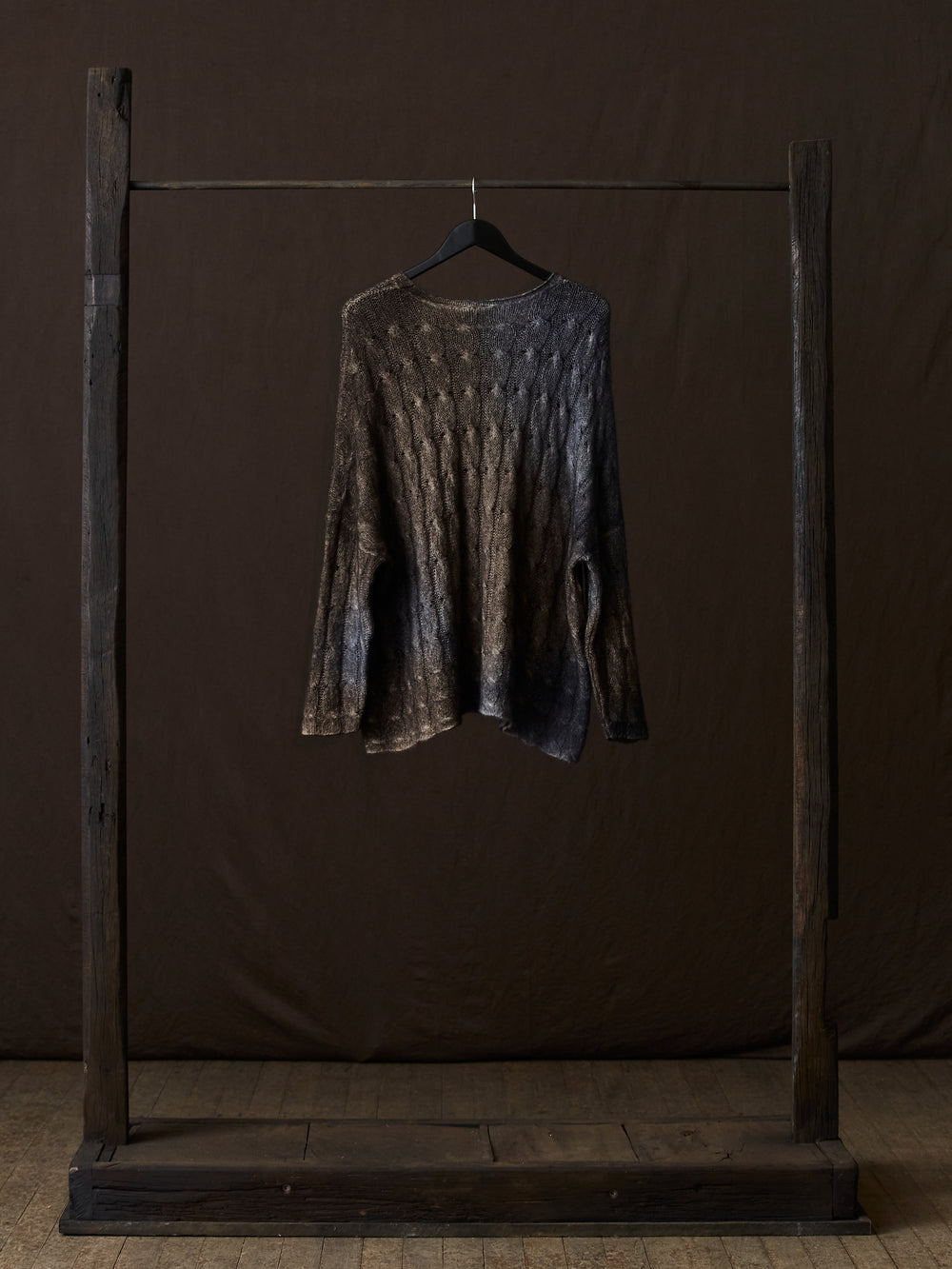 Gradient Effect Braided Round Neck Pullover Carruba