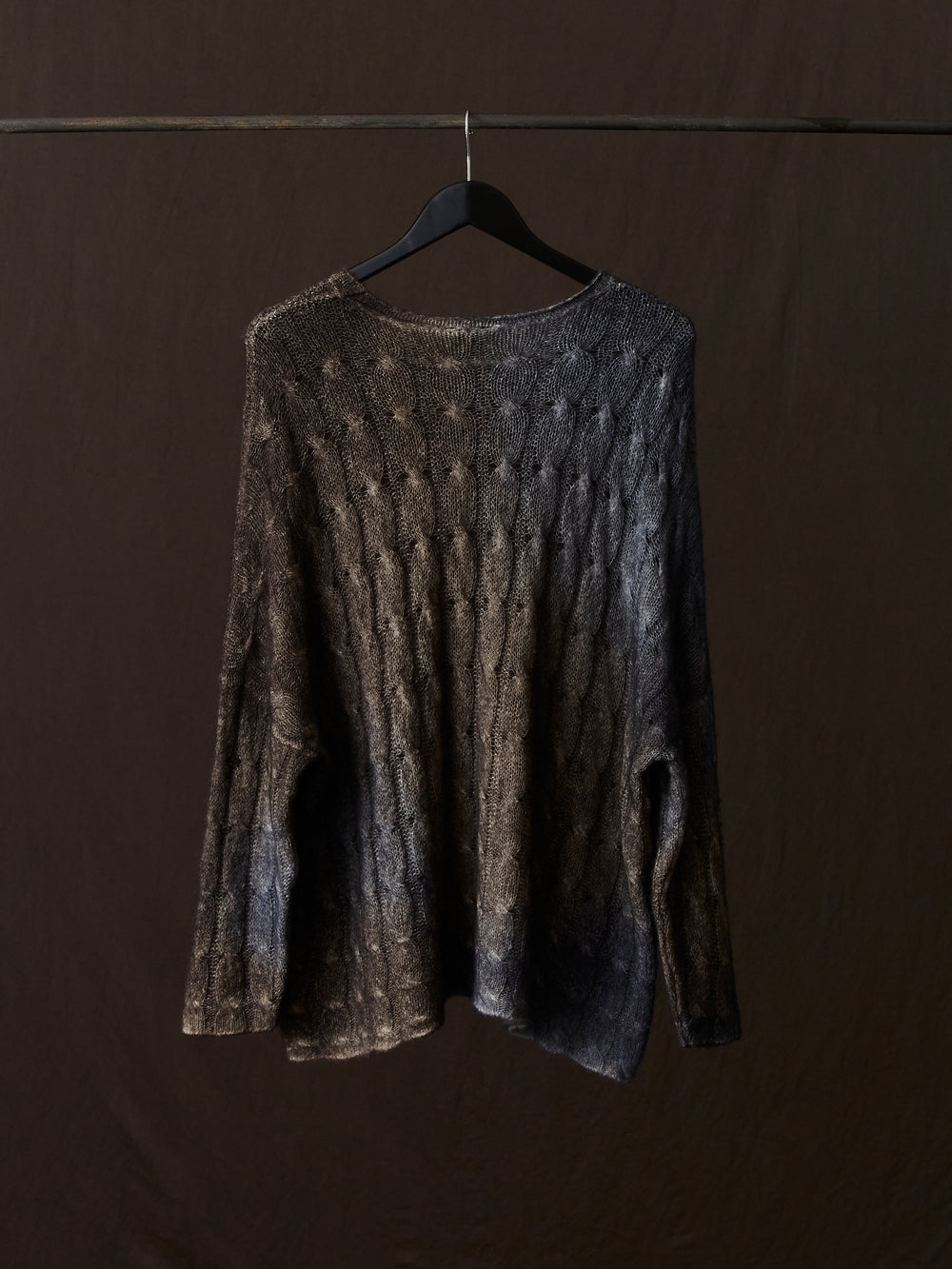 Gradient Effect Braided Round Neck Pullover Carruba