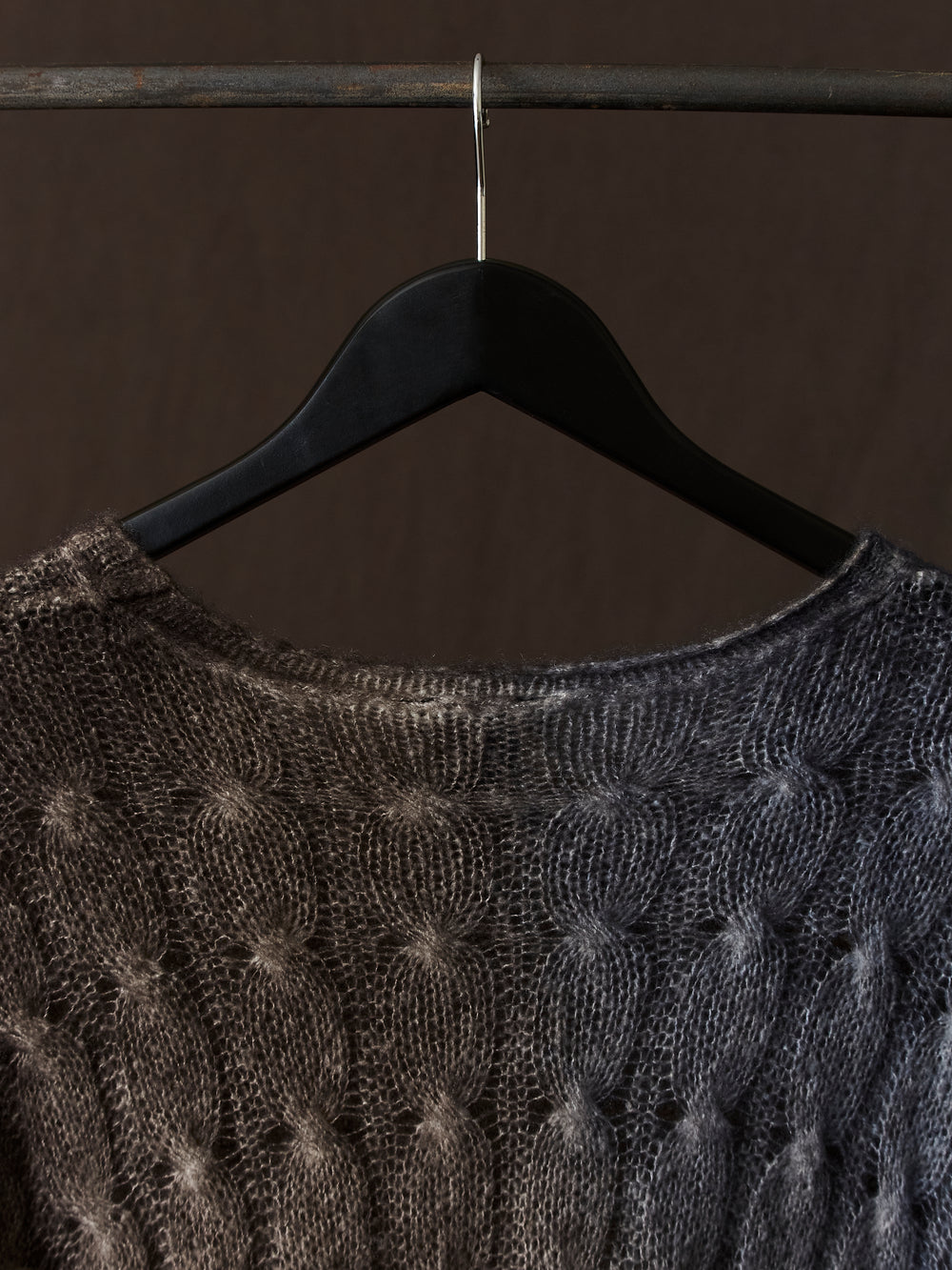Gradient Effect Braided Round Neck Pullover Carruba