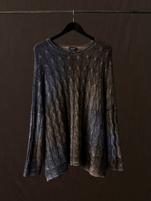 Gradient Effect Braided Round Neck Pullover Carruba