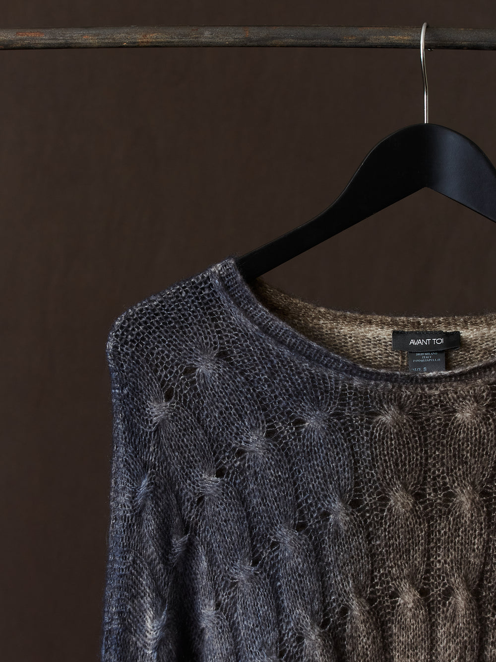 Gradient Effect Braided Round Neck Pullover Carruba