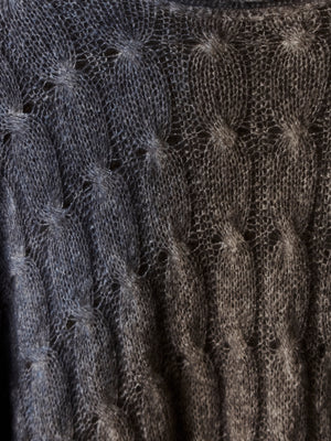 Gradient Effect Braided Round Neck Pullover Carruba
