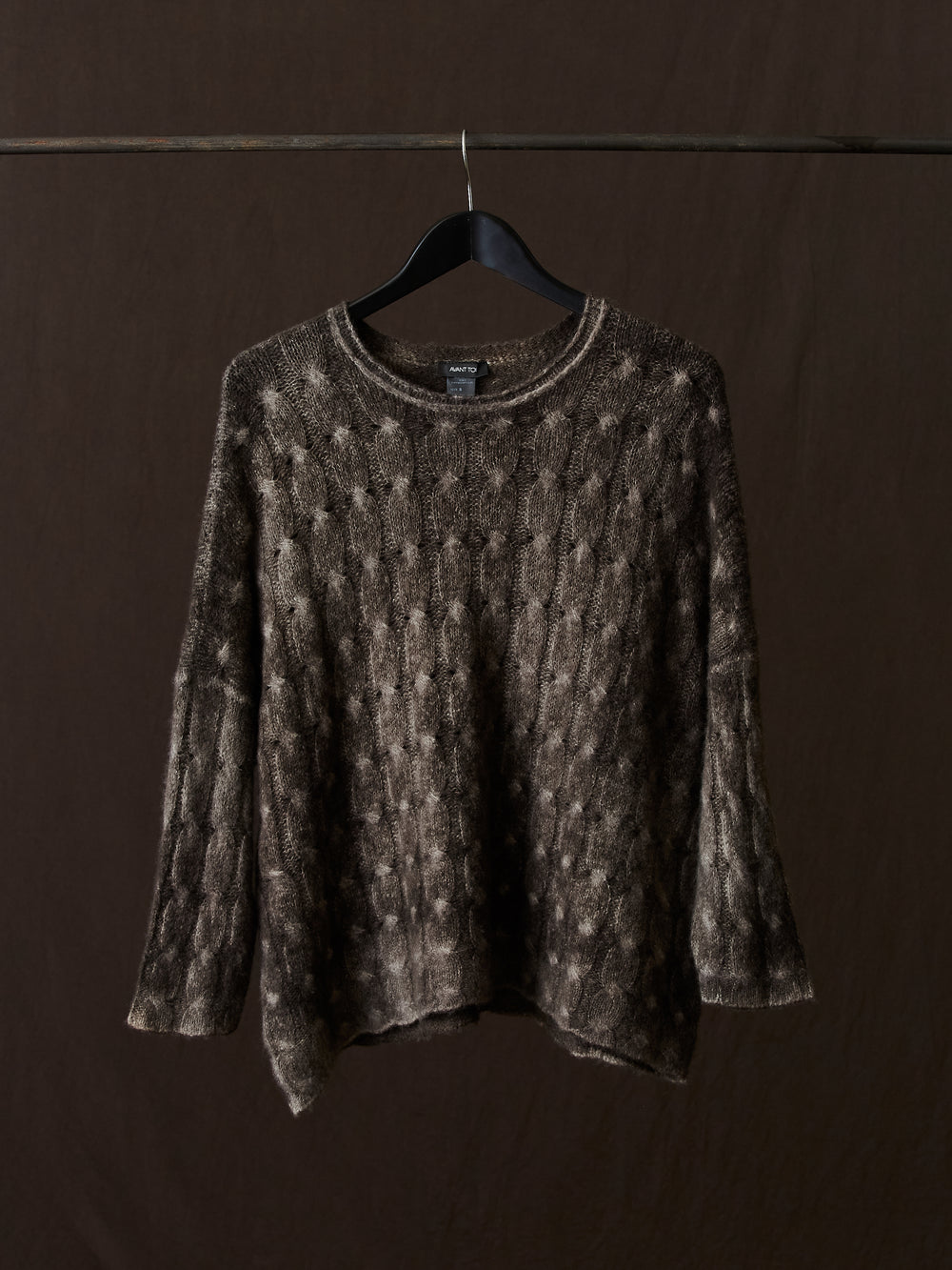 Gradient Effect Braided Pullover Taupe