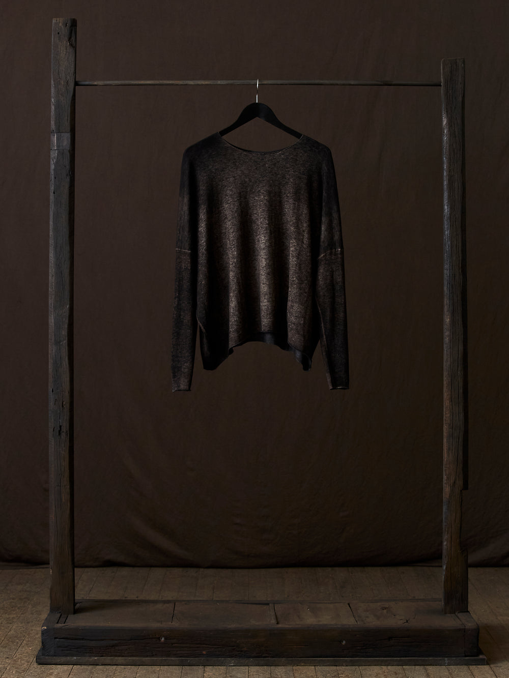 Hand Painted Ultralight Cashmere Wool Boat Neck Pullover N/Carruba