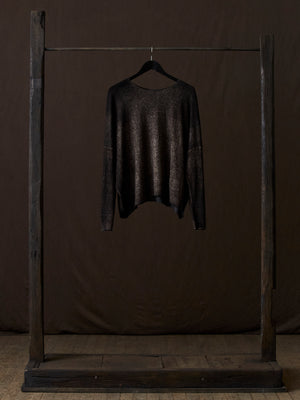 Hand Painted Ultralight Cashmere Wool Boat Neck Pullover N/Carruba