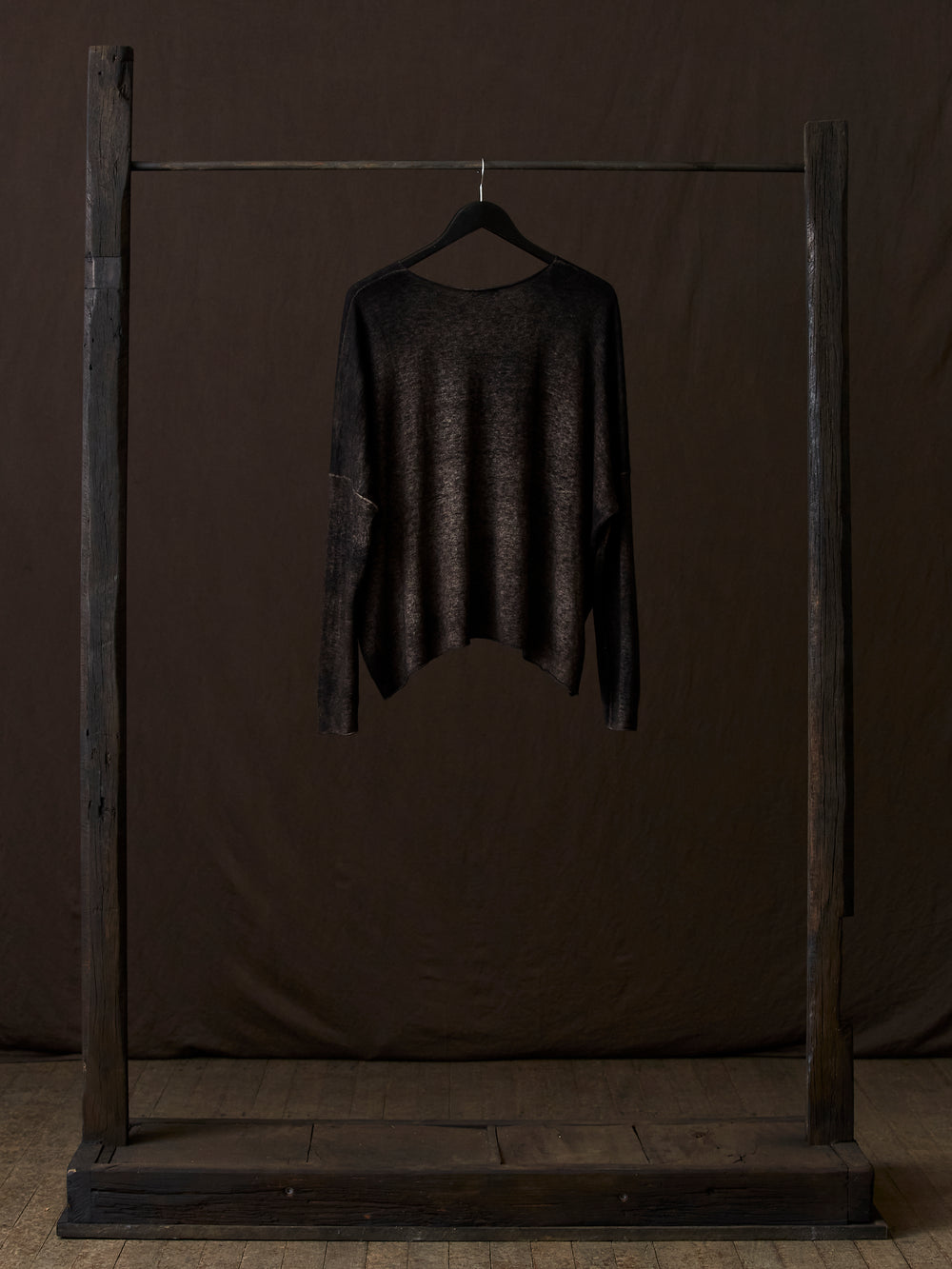 Hand Painted Ultralight Cashmere Wool Boat Neck Pullover N/Carruba