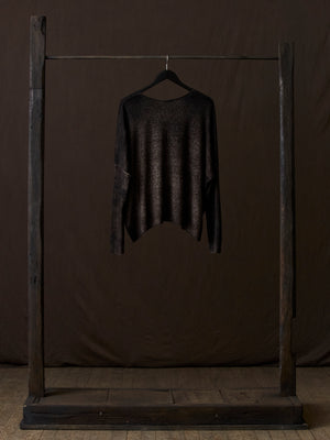 Hand Painted Ultralight Cashmere Wool Boat Neck Pullover N/Carruba