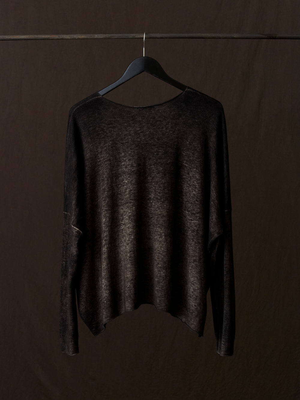Hand Painted Ultralight Cashmere Wool Boat Neck Pullover N/Carruba