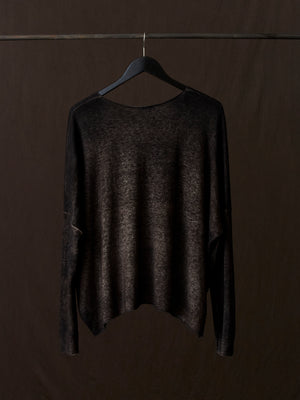 Hand Painted Ultralight Cashmere Wool Boat Neck Pullover N/Carruba
