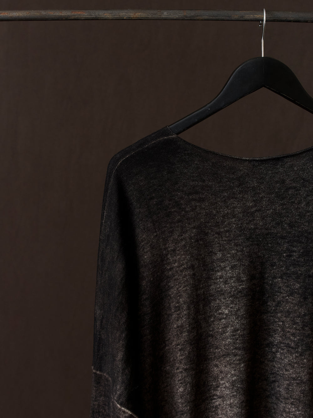 Hand Painted Ultralight Cashmere Wool Boat Neck Pullover N/Carruba