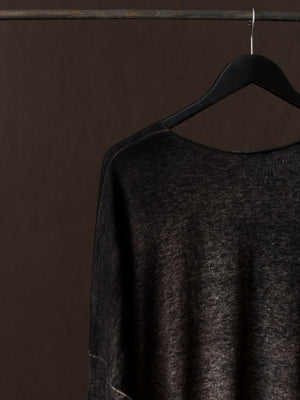 Hand Painted Ultralight Cashmere Wool Boat Neck Pullover N/Carruba