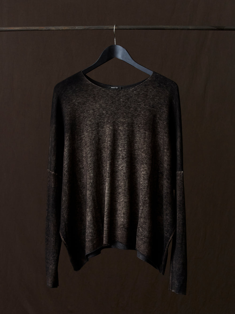 Hand Painted Ultralight Cashmere Wool Boat Neck Pullover N/Carruba