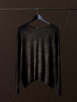 Hand Painted Ultralight Cashmere Wool Boat Neck Pullover N/Carruba