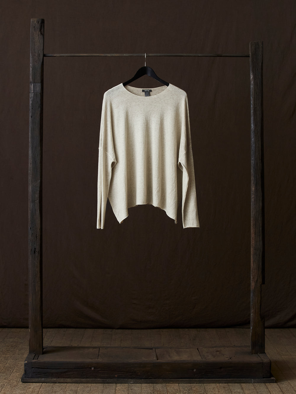 Hand Painted Ultralight Cashmere Wool Boat Neck Pullover Taupe