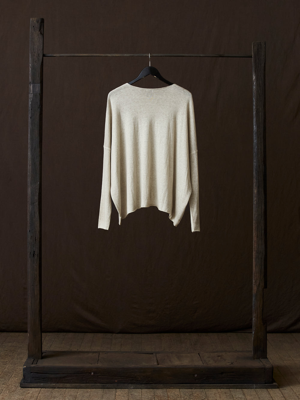 Hand Painted Ultralight Cashmere Wool Boat Neck Pullover Taupe